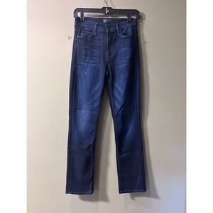 Mother Mid Rise Dazzler Ankle Now Or Never Wash 26 Dark Blue Denim Straight